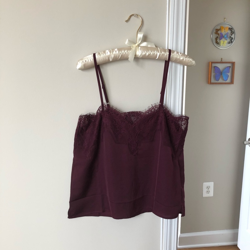 Lulu’s Burgundy Lace Trim Blouse
